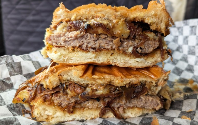 Bangers and Mash sandwich at Hot Pork