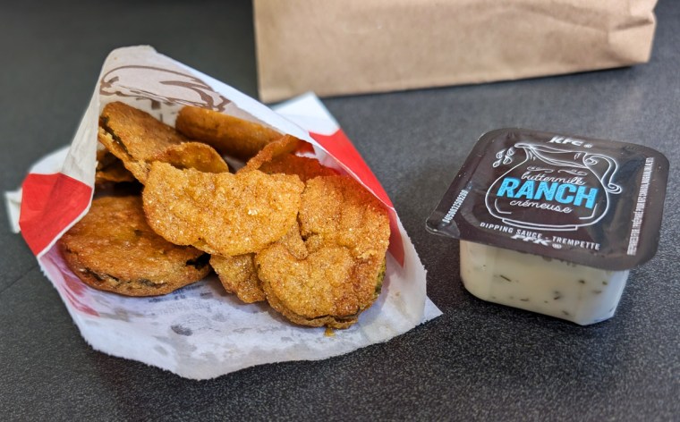 Pickle Sandwich and Fried Pickle Chips at KFC